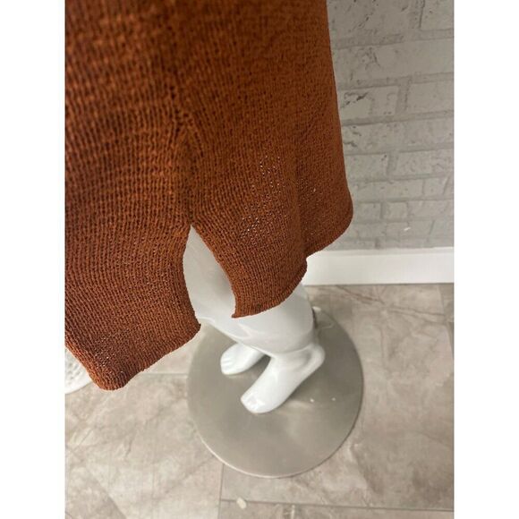 Bluivy Women Brown Asymmetric Hem Knit Drawstring Waist 2 Pcs Skirt Set Size S N - Picture 4 of 11